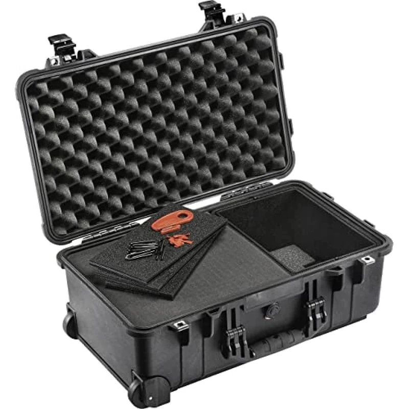 PELI 1535 Air Lightweight Protective Trolley Case for Camera Equipment, Watertight and Dustproof, 27L Capacity, With Customisable TrekPak Dividers, Colour: Black