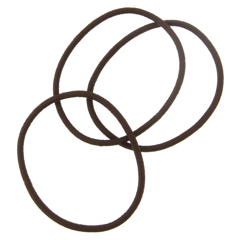 MUJI Hair Elastic Ring - Thin Brown Ponytail Holders, Set of 3 - Image 1