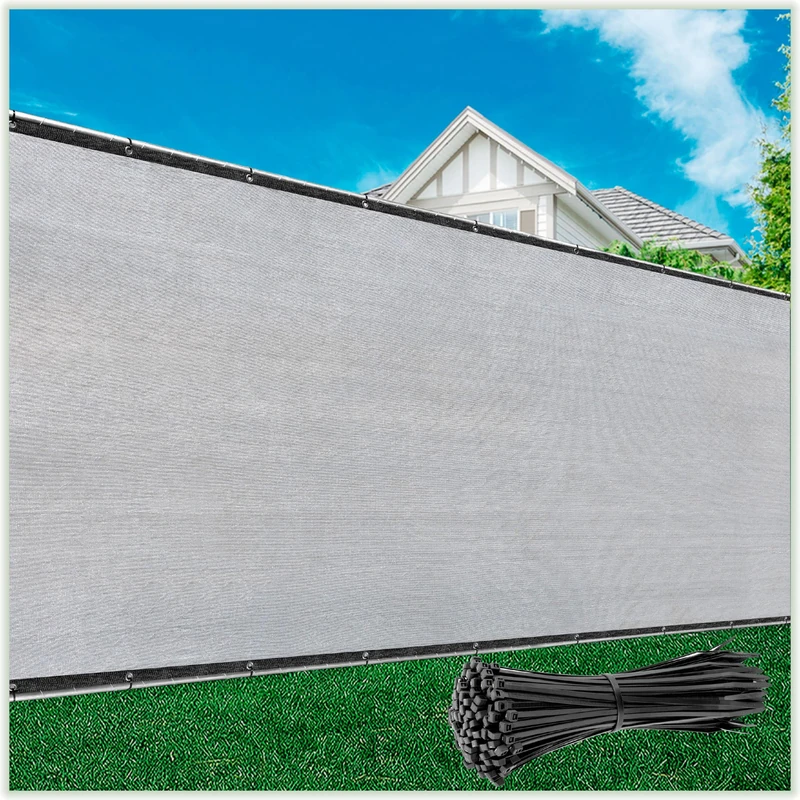 ColourTree Plus Extra Heavy Duty Fence Privacy Screen Mesh Cover - Commercial Grade 220 GSM - Heavy Duty - 3 Years Warranty (6' x 50', Grey)
