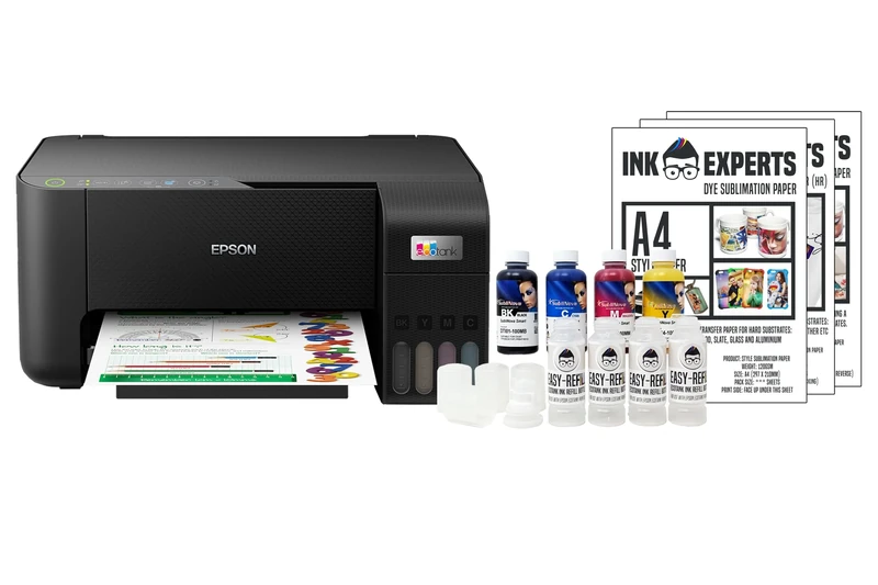 Ink Experts Dye Sublimation A4 Printer Bundle - Windows Compatible with Epson ET2860 Series inc. Printer and Inktec Sublinova Inks - Image 1