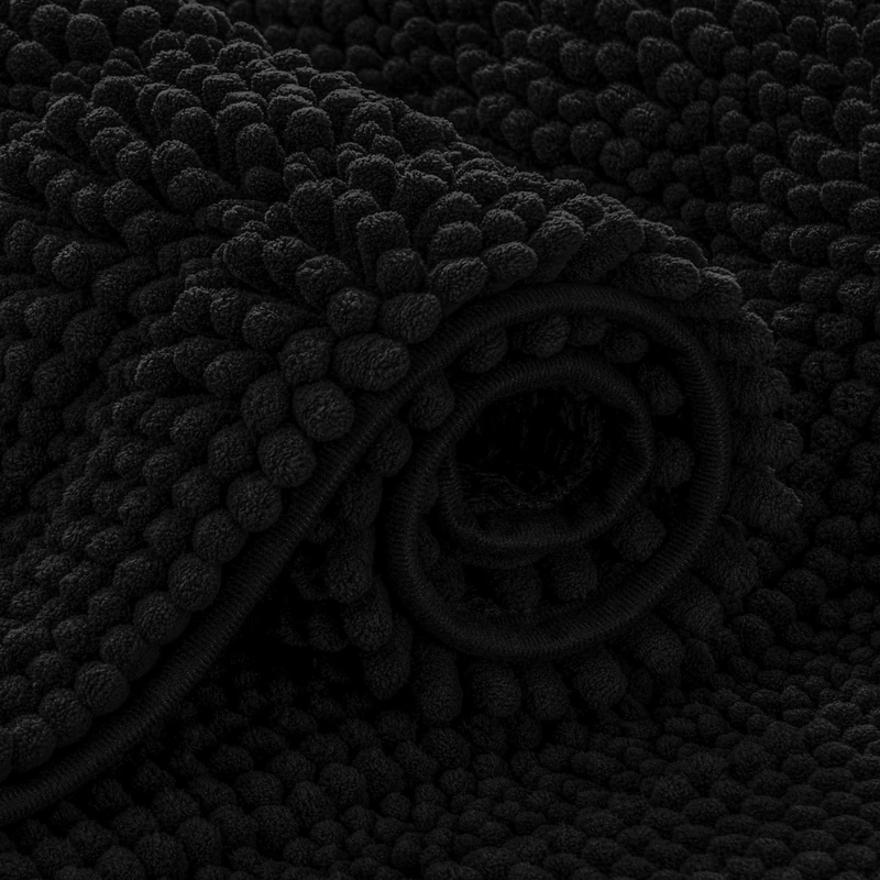 subrtex Bathroom Rugs Chenille Bath Rug Striped Plush Bath Mat Soft Rugs for Bathroom Water Absorbent Shower Mat Quick Dry Machine Washable(Black,24"x60")