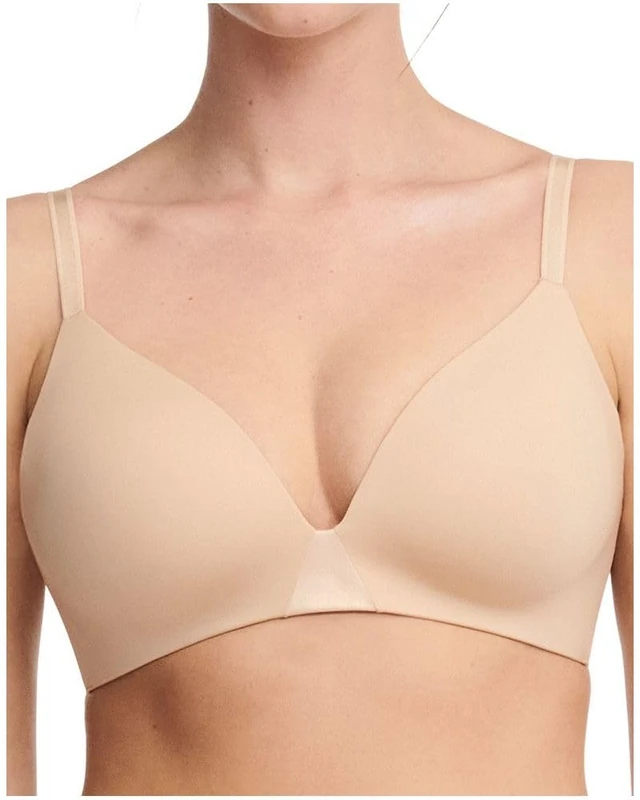 Chantelle Women's, ESSENTIALL, Wirefree Triangle T-Shirt Bra, Women's invisible lingerie, Beige Dore, L