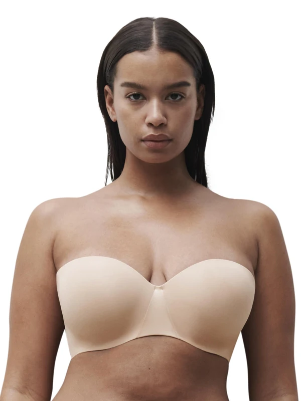 Chantelle Women's, ESSENTIALL, Bandeau T-Shirt Bra, Women's invisible lingerie, Beige Dore, 38E - Image 1