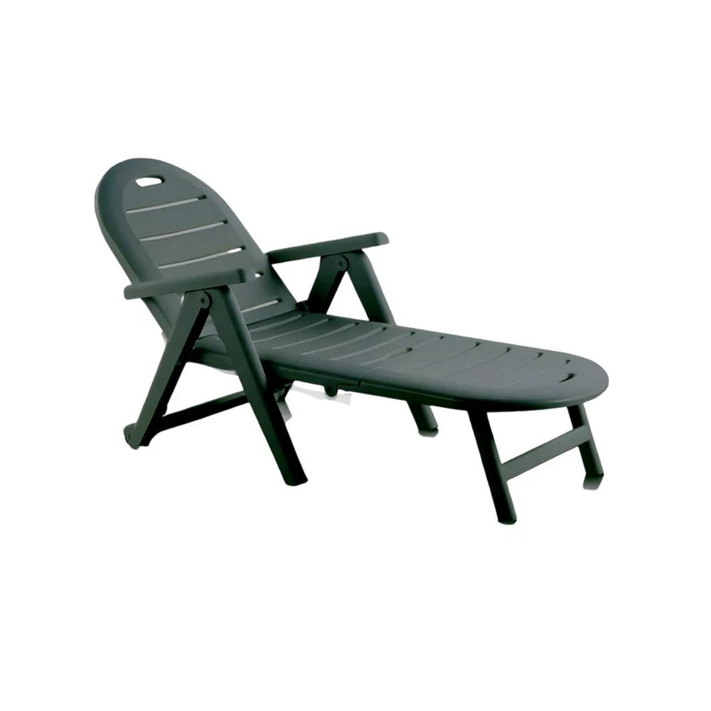 Shaf Jardin Cayman | Outdoor Folding Sun Lounger with Wheels in Green | Made in Spain with Recycled Materials