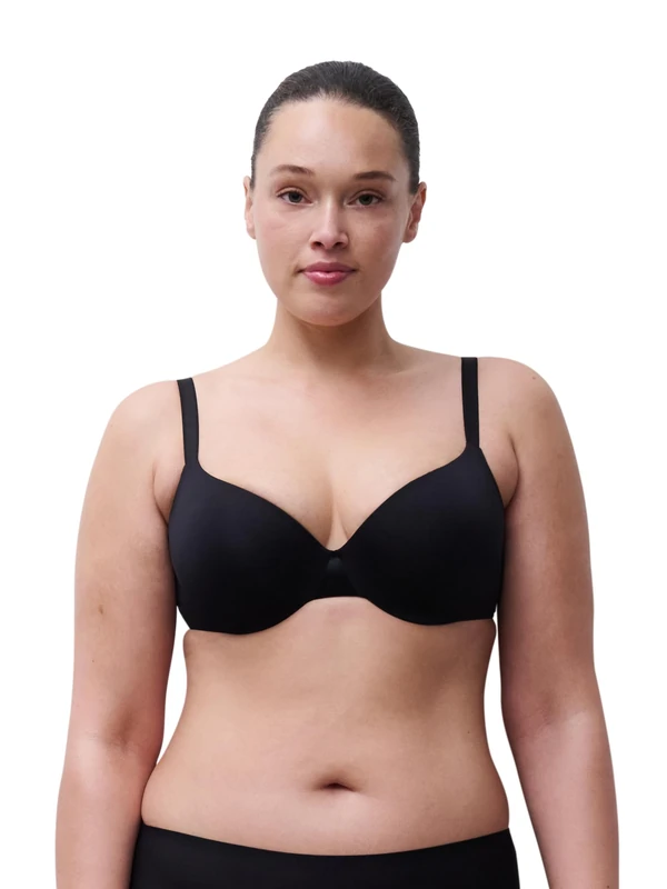 Chantelle Women's, ESSENTIALL, Covering T-Shirt Bra, Women's invisible lingerie, Black, 38DD - Image 1