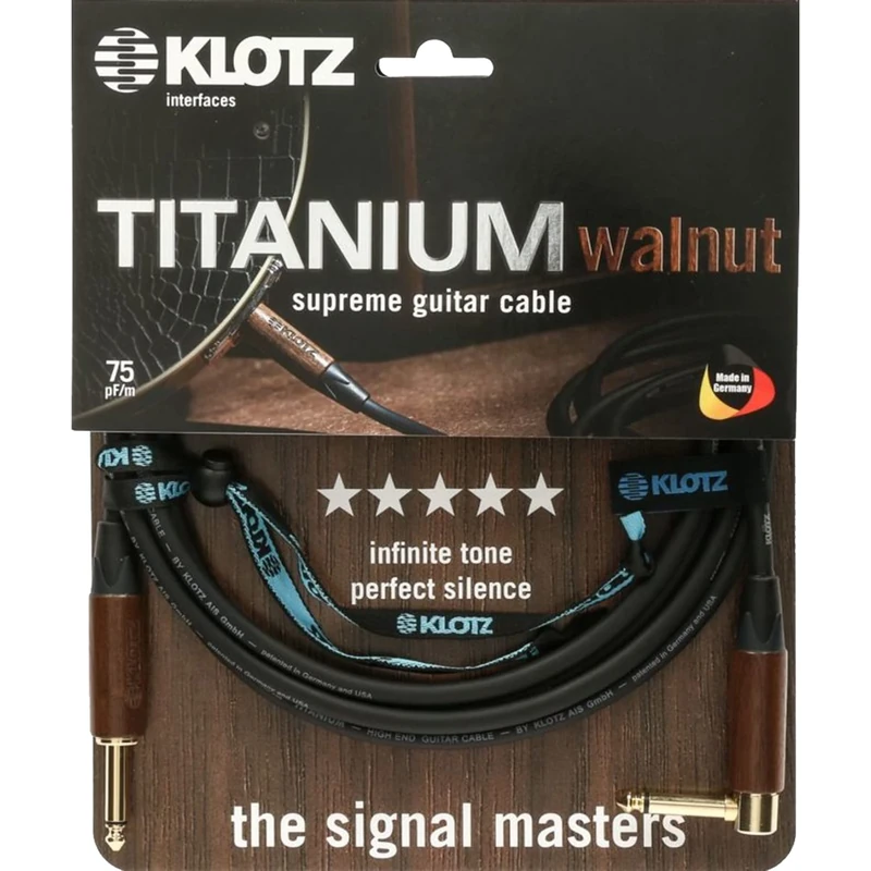 Klotz TIW0300PR Titanium Walnut instrumento cable conector de nogal. 3 m