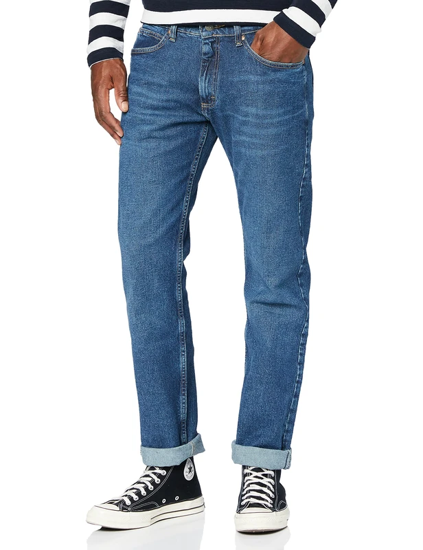 Lee Men's Legendary Slim Jeans, Dark Worn-in, 34W / 34L