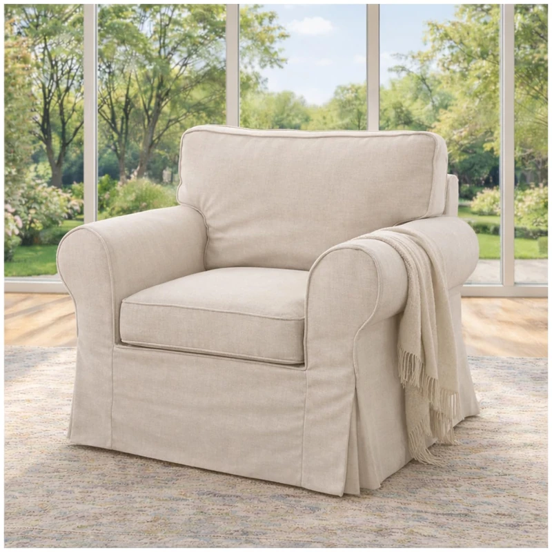 The Sofa Cover Replacement is Custom Made for IKEA Ektorp Arm Chair Sofa. Cover Only! Ektorp Slipcover Replacement (Chair, Beige Polyester) - Image 1
