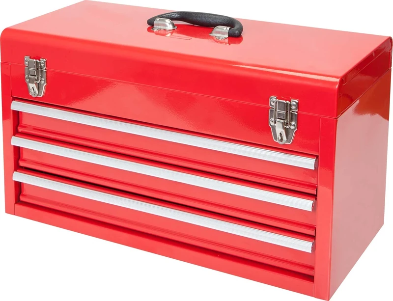 BIG RED ANTBD133-XB Torin Portable 3 Drawer Steel Tool Box with Metal Latch Closure, Alloy, 20-Inch