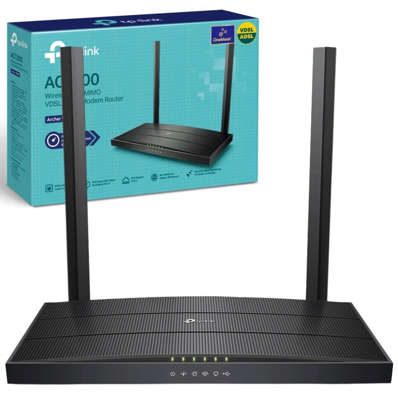 TP-Link Archer VR400 AC1200 Wireless Modem Router, VDSL ADSL Wifi Router, Mesh Wifi Booster, Dual Band Internet Booster, Full Gigabit Ethernet Ports Mesh Routers, Plug and Play, Gaming Xbox PS4 Steam