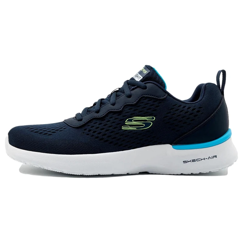 Skechers Men's Skech-Air Dynamight Tuned Up Trainers, Navy Engineered Mesh Pu Lime Trim, 8.5 UK