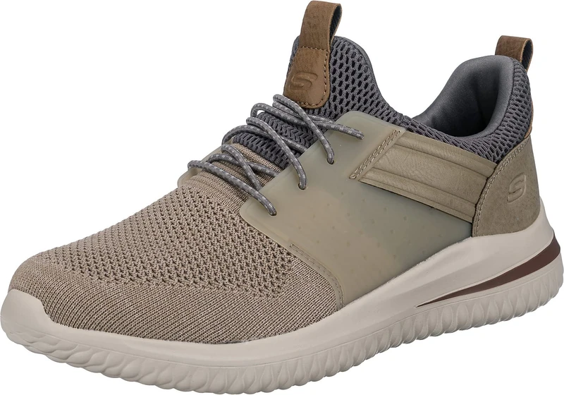 Skechers Men's Delson 3.0 Cicada Sneaker, Taupe Knitted Mesh W Synthetic, 9 UK - Image 1