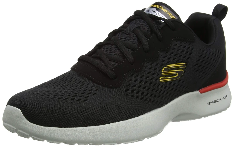 Skechers Men's Skech-Air Dynamight Tuned Up Sneaker, Black Engineered Mesh/Pu/Gray Trim, 9 UK