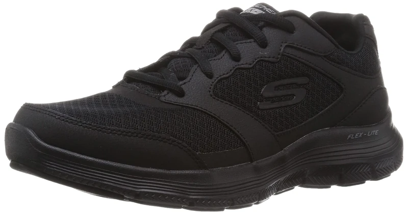 Skechers Men's Flex Advantage 4.0 Walking Shoe, Black Leather Mesh Pu Black Trim, 9 UK