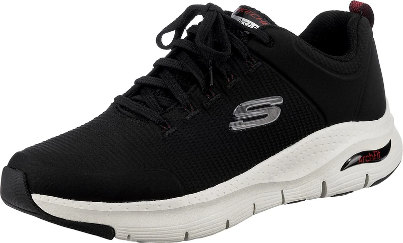 Skechers Men's Arch Fit Paradyme Sneaker, Black Textile White Trim, 6.5 UK