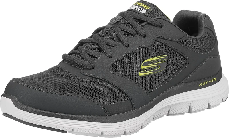 Skechers Men's Flex Advantage 4.0 Sneaker, Charcoal Leather Mesh Pu Trim, 7.5 UK