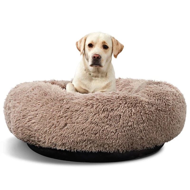 ANWA Washable Round Bed Large, Donut Bed for Large Dogs, Comfy Calming Cuddler