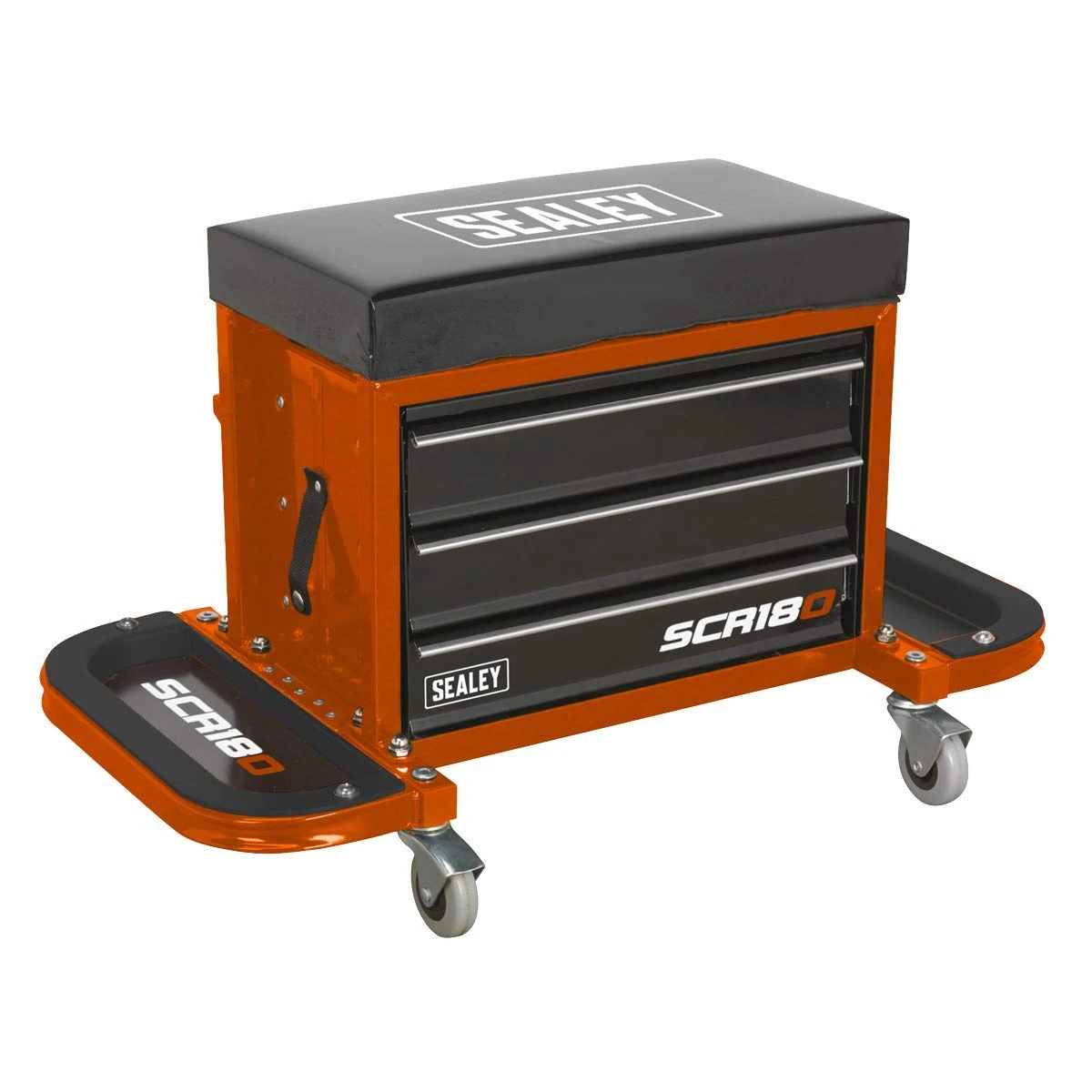 Sealey Mechanic's Utility Seat & Toolbox - Orange - SCR18O