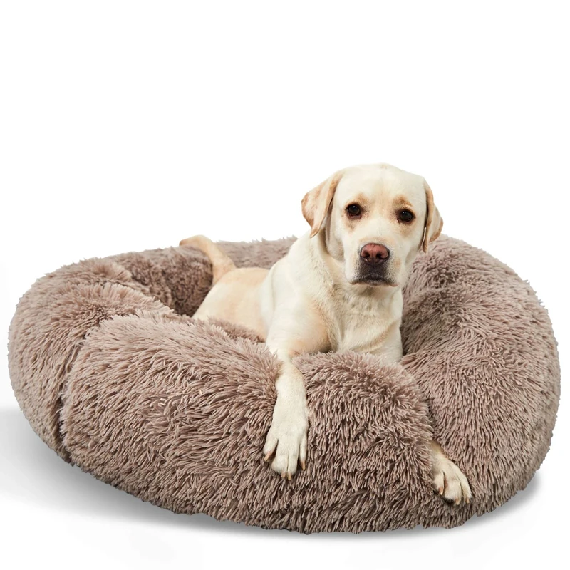 ANWA Washable Round Bed for Large Dogs, Donut Bed for Medium Dogs, Comfy Calming Cuddler 30''
