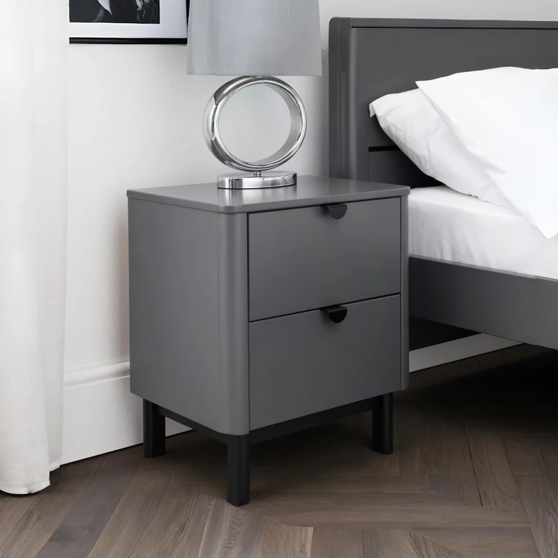 Julian Bowen Storm Grey Wood Chloe 2 Drawer Bedside Table