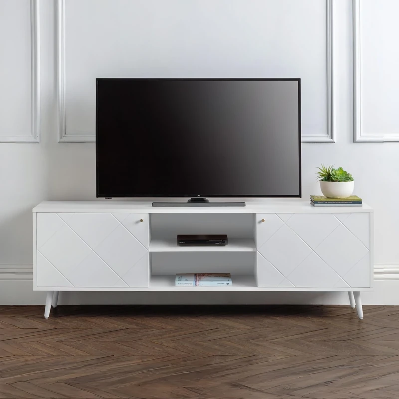 Julian Bowen Moritz TV Cabinet, White - Sleek and Modern TV Stand with Ample Storage Space