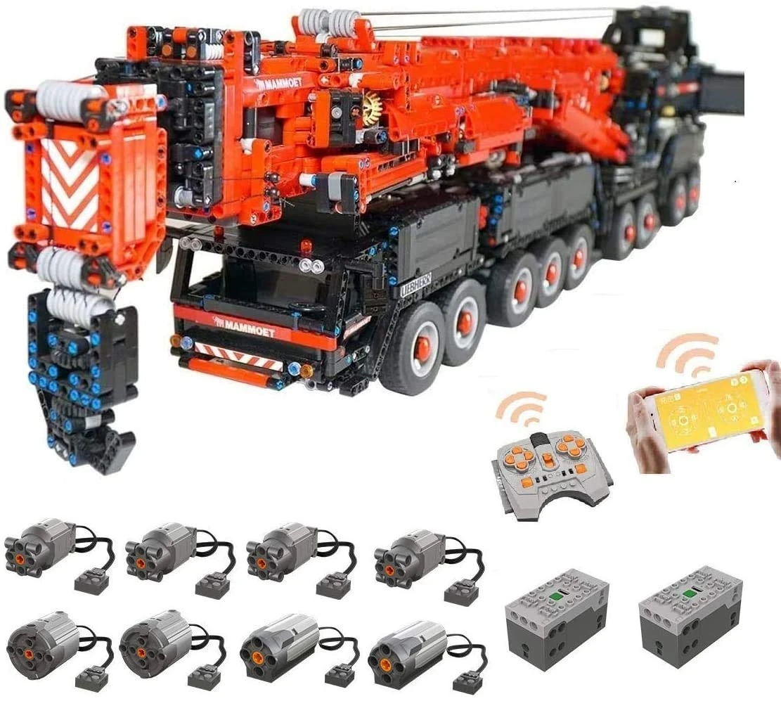 Foxcm Technic Liebherr LTM 11200 Crane, Custom Building Set with Remote Control and 8 Motors, 7980 Blocks - Compatible with Lego
