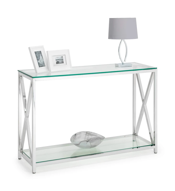 Julian Bowen Miami Console Table - Glass & Silver Tables