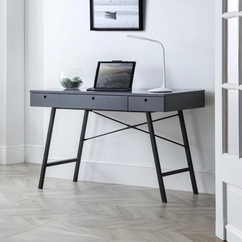 Julian Bowen Trianon Desk - Grey - Sleek and Modern Workspace Solution for Contemporary Homes