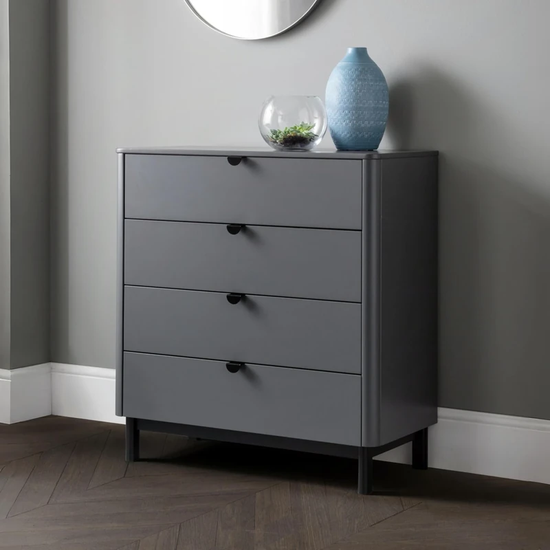 Julian Bowen Chloe Chest - Storm Grey/Black - Modern and Sleek Storage for Bedrooms