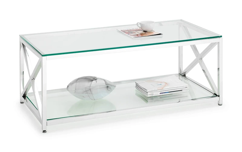 Julian Bowen Miami Coffee Table - Glass & Silver Tables