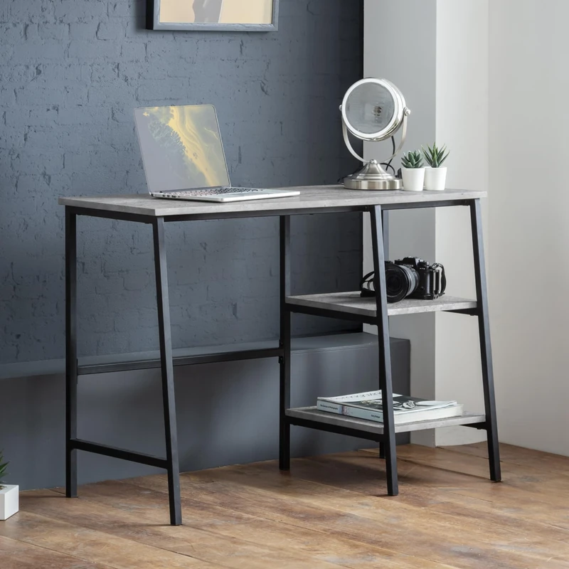 Julian Bowen Staten Desk - Concrete/Black Desks