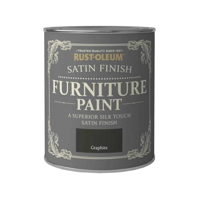 Rust-Oleum Dark Grey Furniture & Skirting Board Paint in Satin Finish - Graphite 750ml