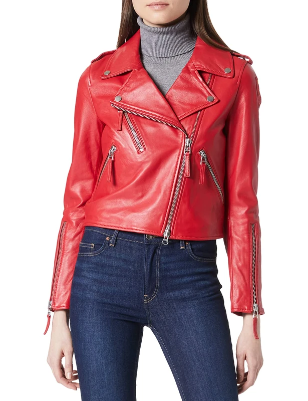 Blauer Women's Pelle Capo Spalla Foderato Leather Jacket, 547 Bright Red, XXL