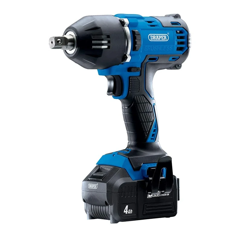Draper 99251 D20 20V Brushless Mid-Torque Impact Wrench, 1/2", 2 x 4.0Ah Batteries, 1 x Charger, 400Nm