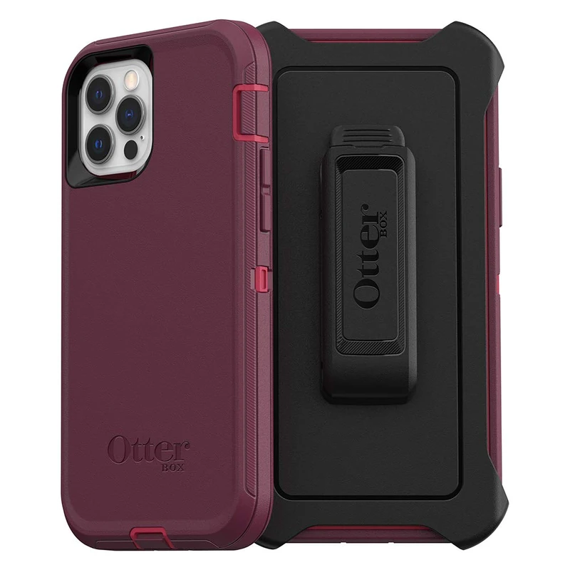 OtterBox iPhone 12 & iPhone 12 Pro Defender Series Series Case - Berry Potion (Raspberry Wine/Boysenberry), Rugged & Durable, with Port Protection, Includes Holster Clip Kickstand