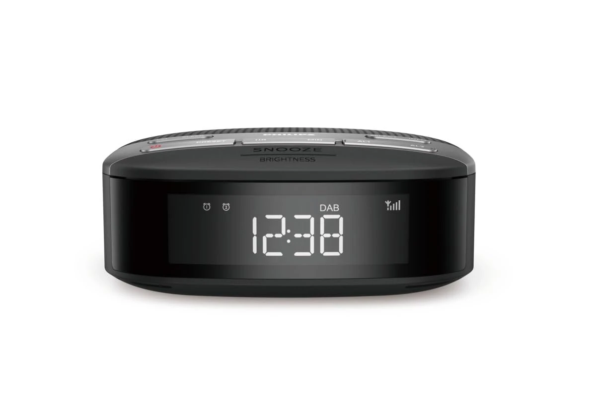 Philips Radio Alarm Clock R3505/12 Radio DAB+ (Double Alarm, Sleep Timer, Compact Design, DAB+/FM Digital Radio, Automatic Time Synchronization, Battery Backup)