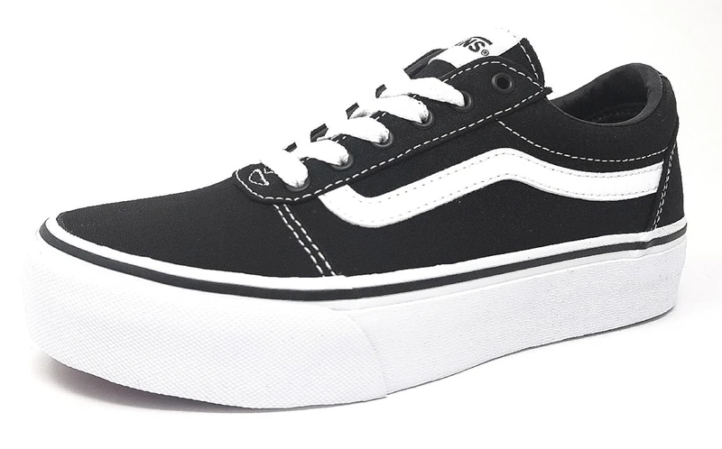 Vans Ward Platform Sneaker, (Canvas) Black/White, 4 UK