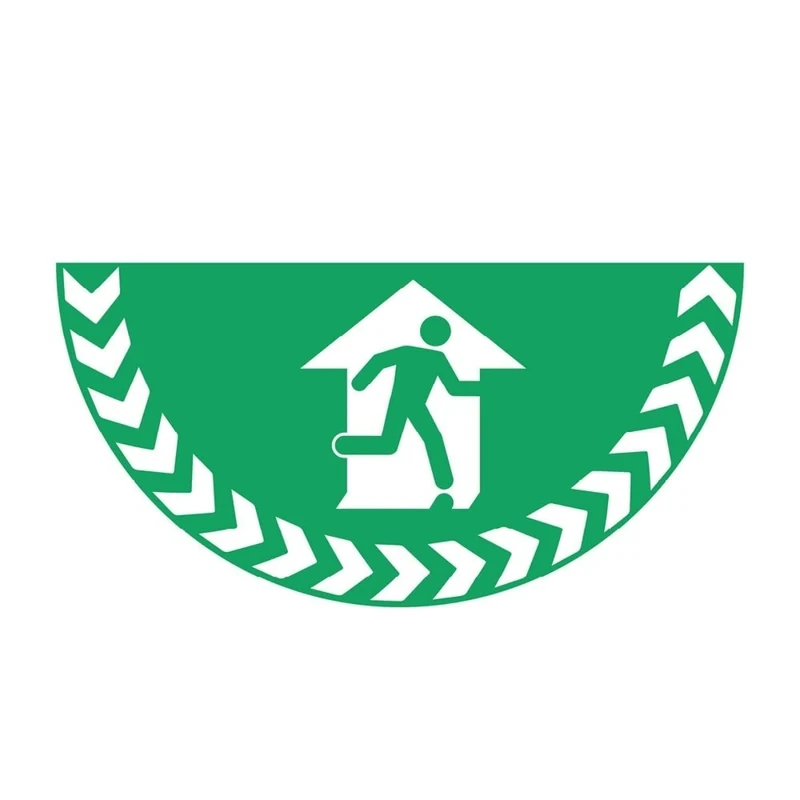 Large Half-Circle Floor Graphic Markers - Adhesive Safety Floor Signs - 750mm Wide x 375mm Deep - Pk=1 (Fire Exit Symbol - Green)