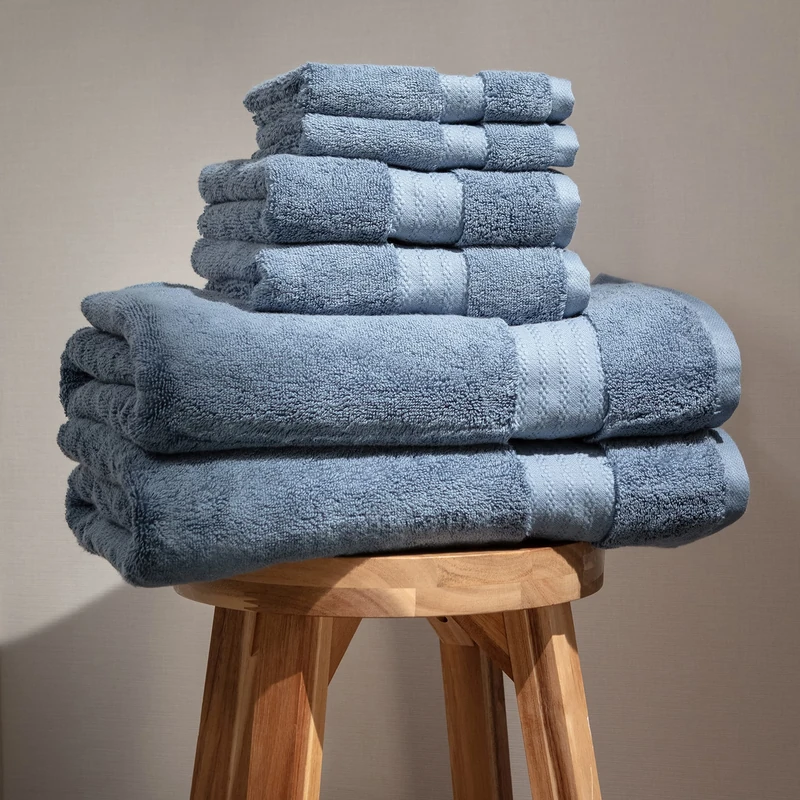 100% Organic Cotton Bath Towel Set | Bathroom Luxury Towel Set of 6 | GOTS Certified | Hotel Premium Towels | 700 GSM | 2 Bath Towel 30 x 56 | 2 Hand Towel 16 x 30 | 2 Wash Cloth 13 x 13 | Dark Blue - Image 1