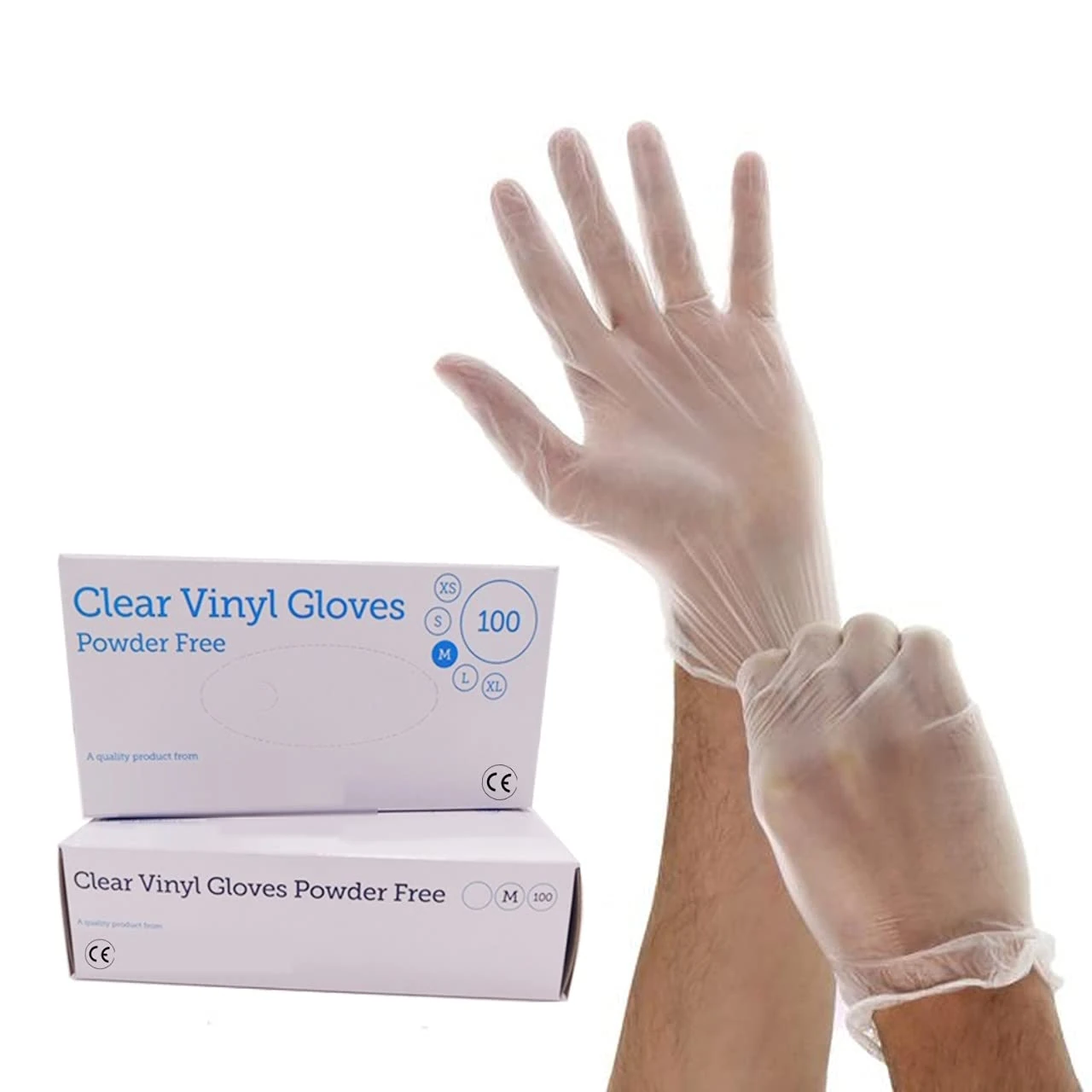 1ABOVE 100 Clear Vinyl Disposable Gloves | Latex | Powder Free | Use For Food (except fatty food), Safety, Cleaning, etc…(Medium)