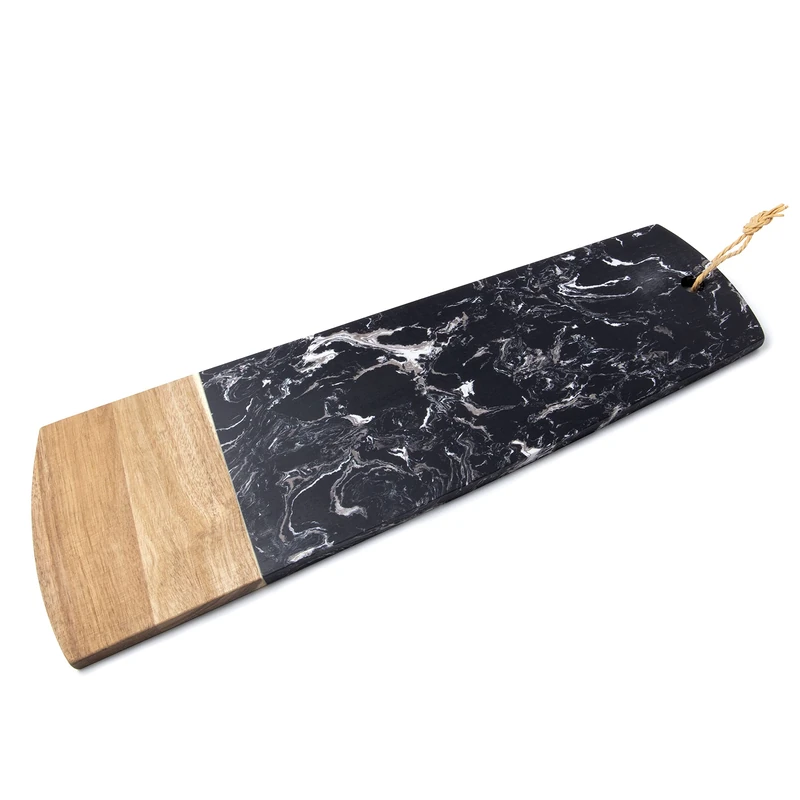 Black Marble & Acacia Serving Board 60 x 20cm Pack of 4