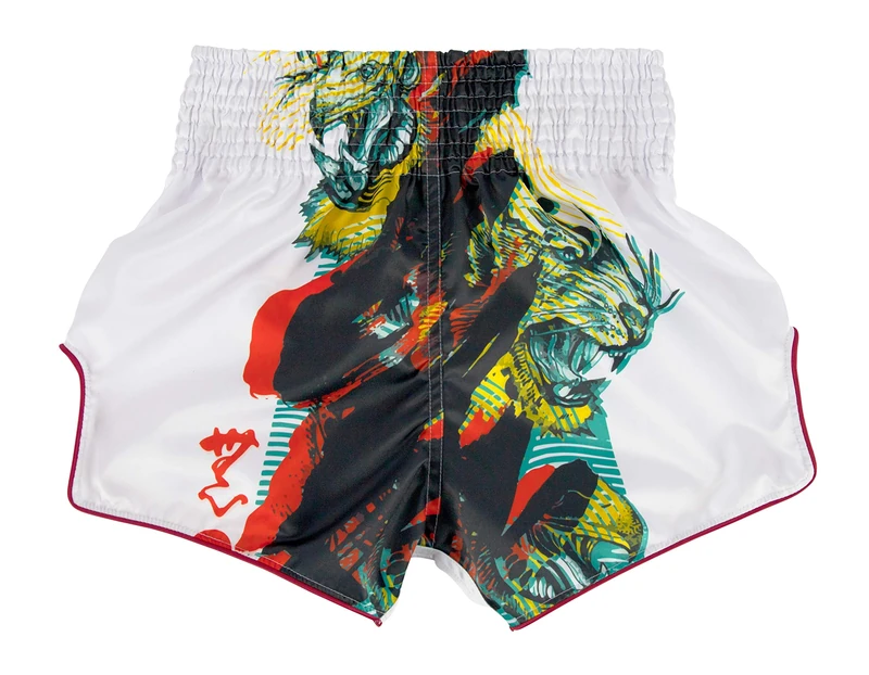 Fairtex Slim Cut Muay Thai Boxing Shorts - BS1908 (White - Satoru, Small)