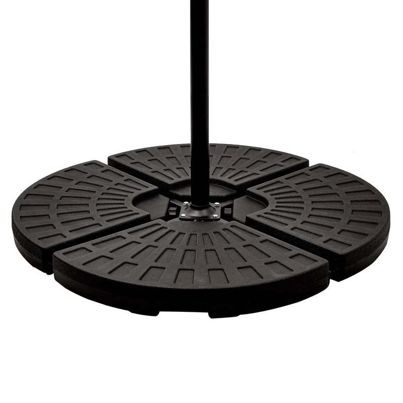 Mondeer Garden Parasol Base Set of 4 Cantilever Hanging Parasol Stand Weights Can be Filled with Water or Sand Cross Base Black Resin With Handles Round Fan Shape