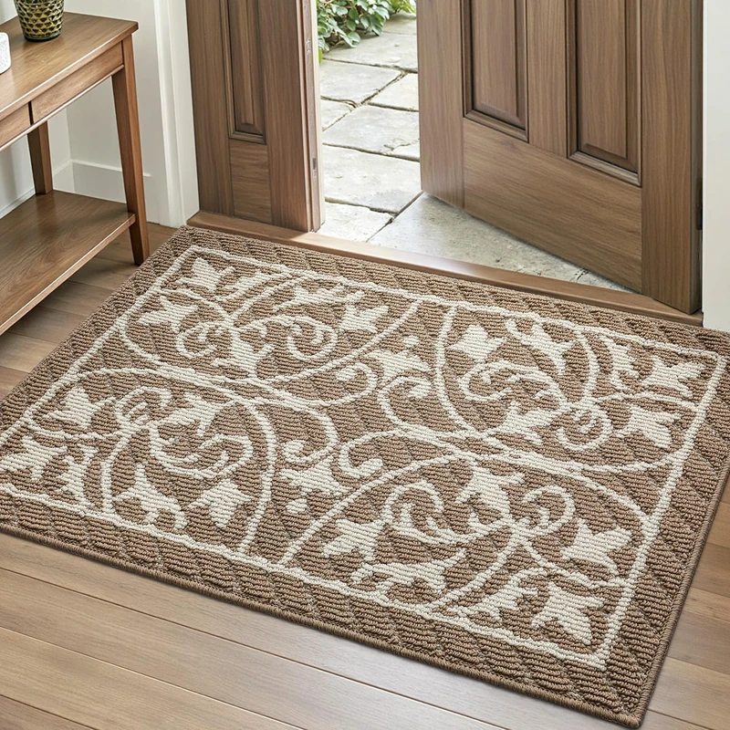 DEXI Front Door Mat Entryway, Inside Entrance Doormat, Non Slip Washable Entry Mats, 31.5x47,Brown - Image 1