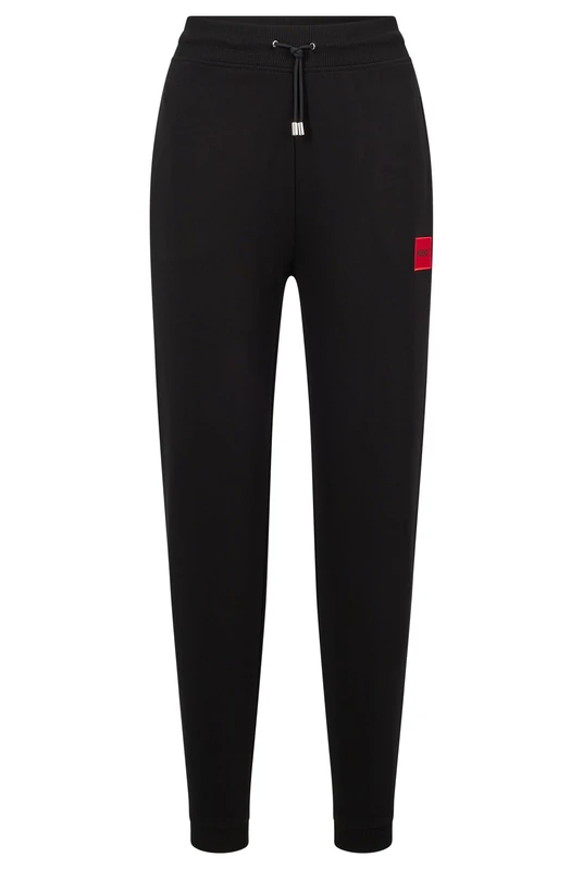 HUGO Womens Dachibi redlabel Cotton-Terry Tracksuit Bottoms with Logo Label Black