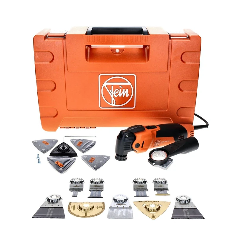 Fein MULTIMASTER MM 500 Plus Top 72296761000 Multi-Tool with 5 m Cable 350 W Multifunction Tool for Wood, Metal, Grinding etc., Includes Accessories 30 Pieces with Plastic Case