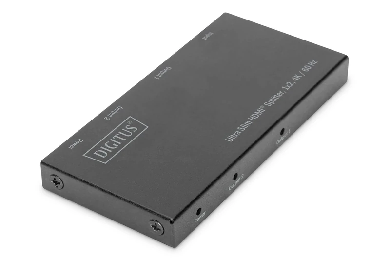 Digitus DS-45322 HDMI Splitter 1x2 - Input: 1-port/Output: 2-port - UHD 4K/60 Hz HDTV: 4096 x 2160p - HDCP 2.2/1.4 - HDR, 3D, Deep Color, ESD protection