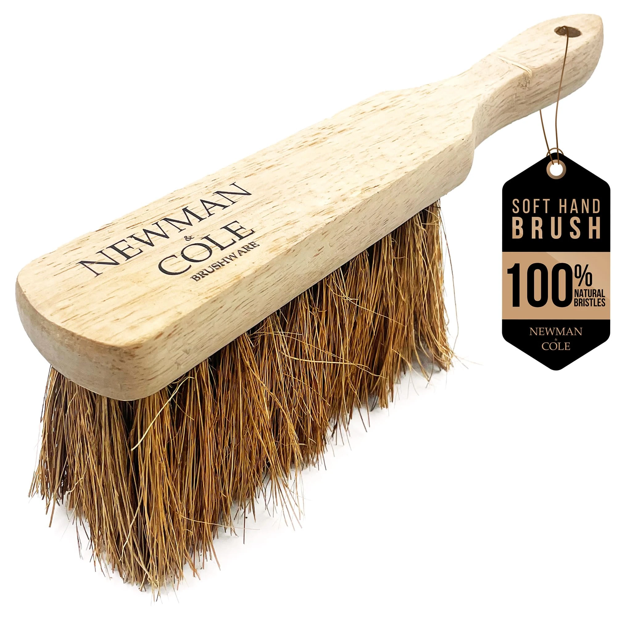 Newman and Cole Natural Wooden Hand Brushes - Choose from Hard Stiff Bristle Brush or Soft Brush with Natural or Synthetic Bristles (1 x Coco Soft Hand Brush)