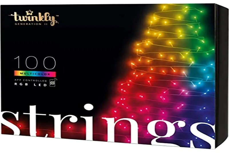 Twinkly Strings 100 RGB LED String Lights Indoor and Outdoor Smart LED Lights Multi-Color Compatible with HomeKit, Alexa and Google Home, Gaming Lights, IP44, App Controlled, Black Wire, 8m