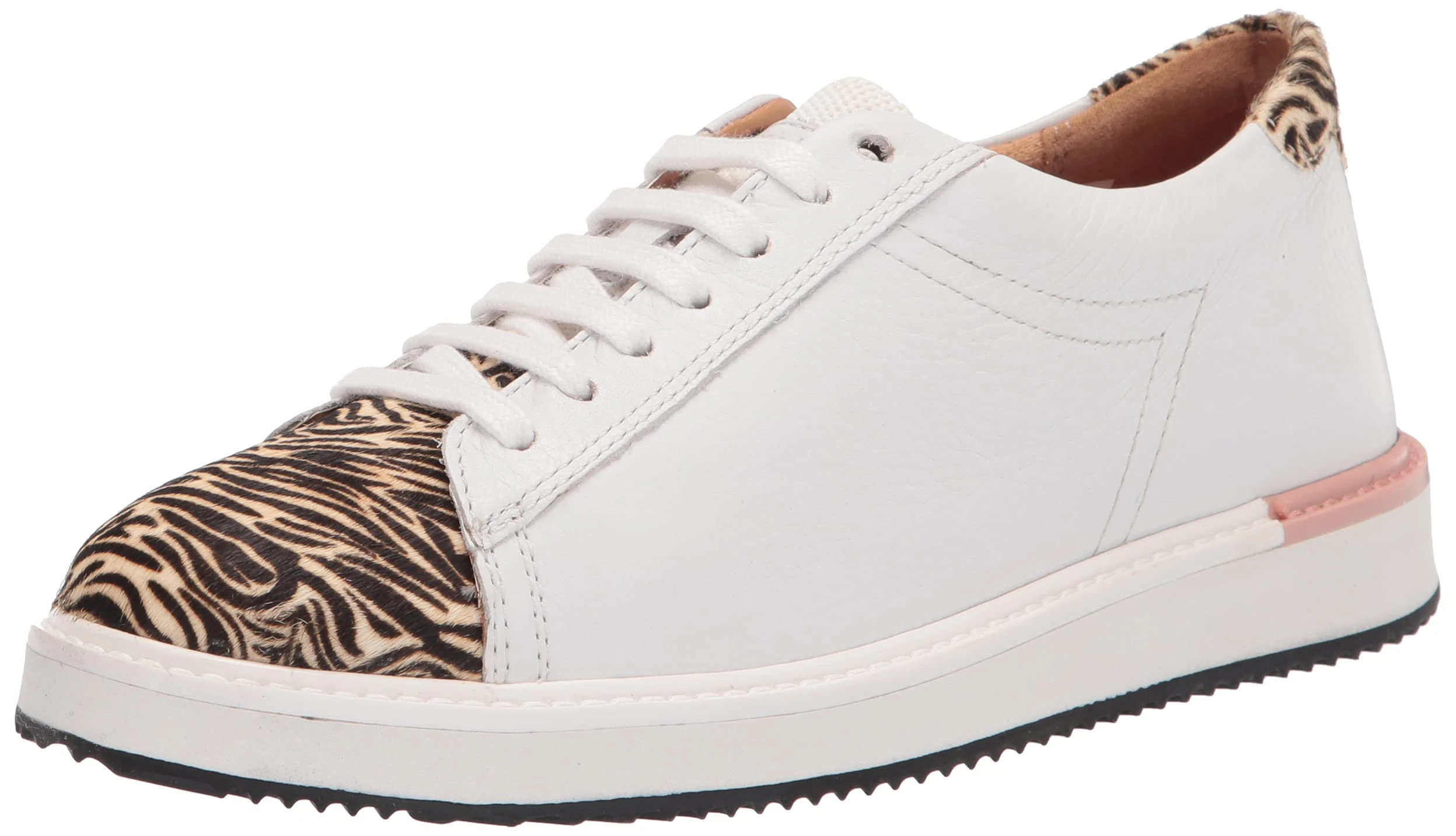 Hush Puppies womens Sabine Sneaker, White Leather/Zebra, 7 US